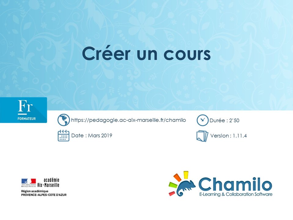"Chamilo - Créer un cours"