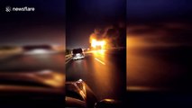 Coach full of passengers is engulfed in flames on Chinese motorway