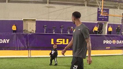 Greedy Williams' daughter joins CB at LSU pro day