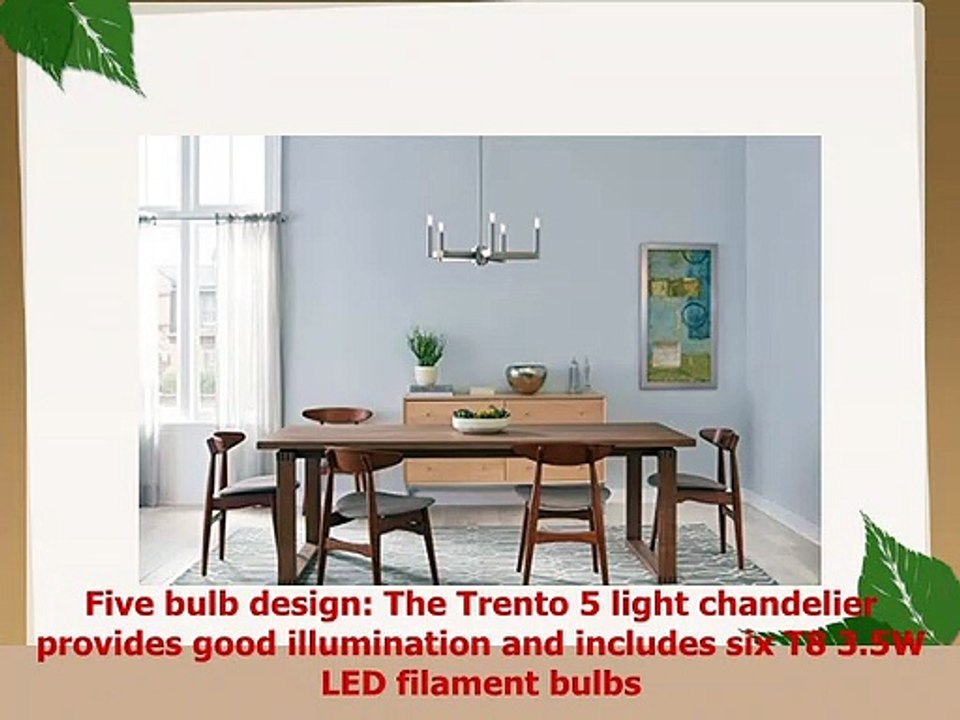 Trento Modern 5 Light Chandelier  Brushed Nickel wBulbs  Linea di Liara LLCH4241SN