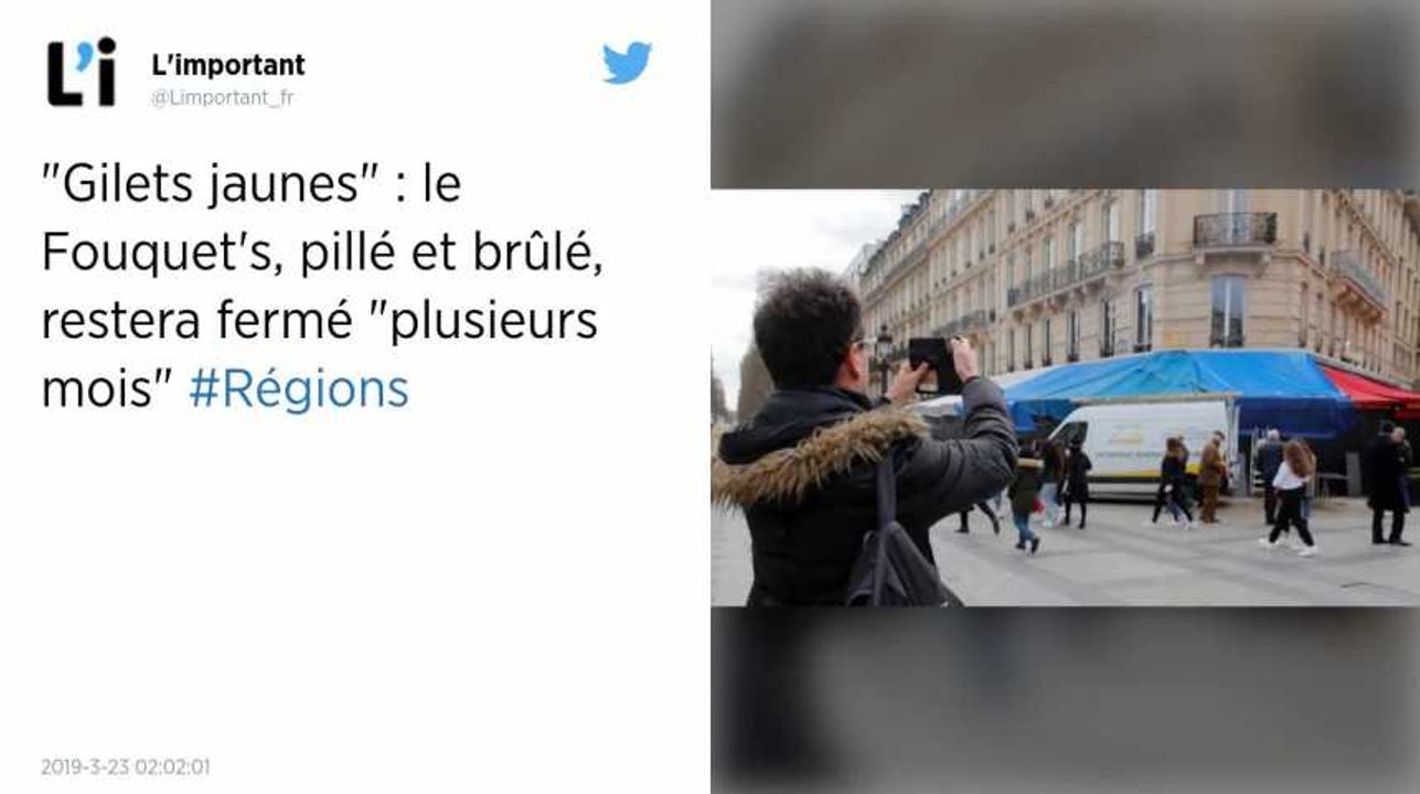Gilets jaunes. Le Fouquet’s, pillé et brûlé samedi, restera fermé « plusieurs mois »