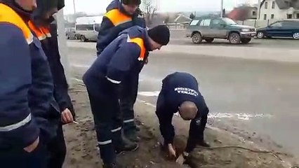 Des Russes sauvent un chien coincé dans une canalisation !