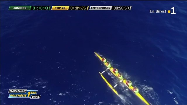 Marathon va'a - Une bataille entre un V1 et l'équipe de la Brasserie de Tahiti