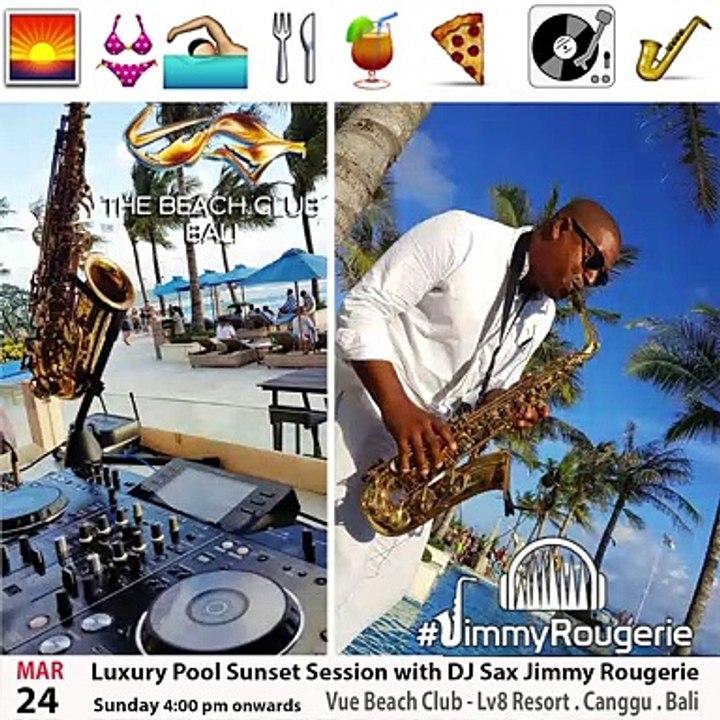 Vue Beach Club Luxury Sunset session with dj sax Jimmy Rougerie