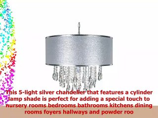 Amalfi Décor Large Luna 5 Light Crystal Chandelier with Drum Shade Beaded Plugin Pendant