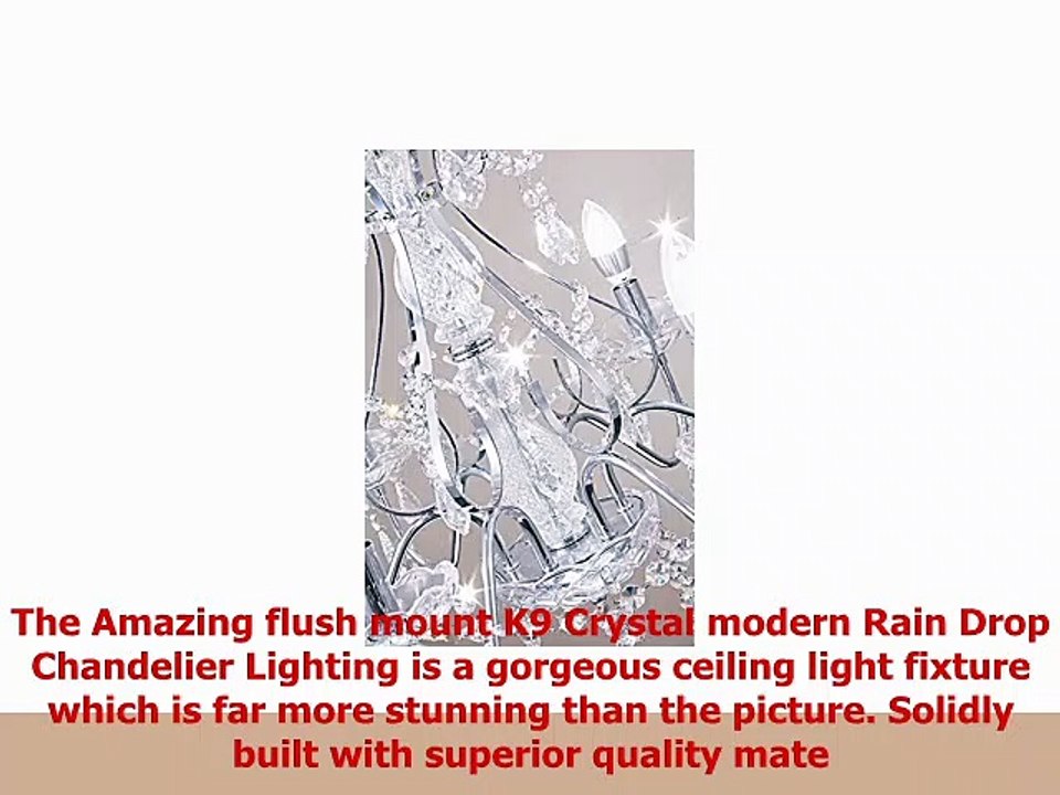 Saint Mossi Modern K9 Crystal Raindrop Chandelier Lighting Flush Mount LED Ceiling Light