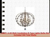 Feiss F27406BUS Leila Crystal Candle Chandelier Lighting Satin Nickel 6Light 28W x 27H