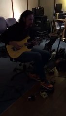 Bruce Kulick  with a "Banana" ESP guitar