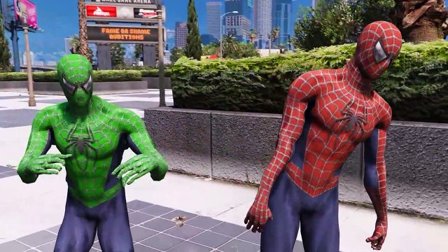 Spider-Man vs Blue Spiderman vs Yellow Spiderman vs Green Spiderman vs Black Spiderman