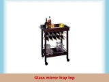 Kitchen Bar Serving Cart on 4 Caster Wheels  Lower Shelf Storage w Rack to Hold Alcohol