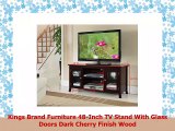 Kings Brand Furniture TV Stand with Glass Doors Dark Cherry 48
