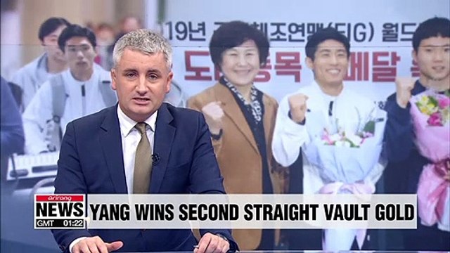 S. Korea's Yang Hak-seon wins gold in vault event at Doha World Cup