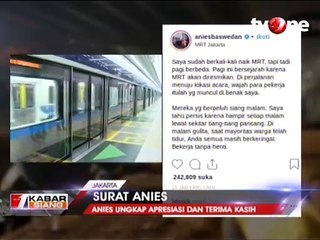 Surat Cinta Anies untuk Pekerja MRT