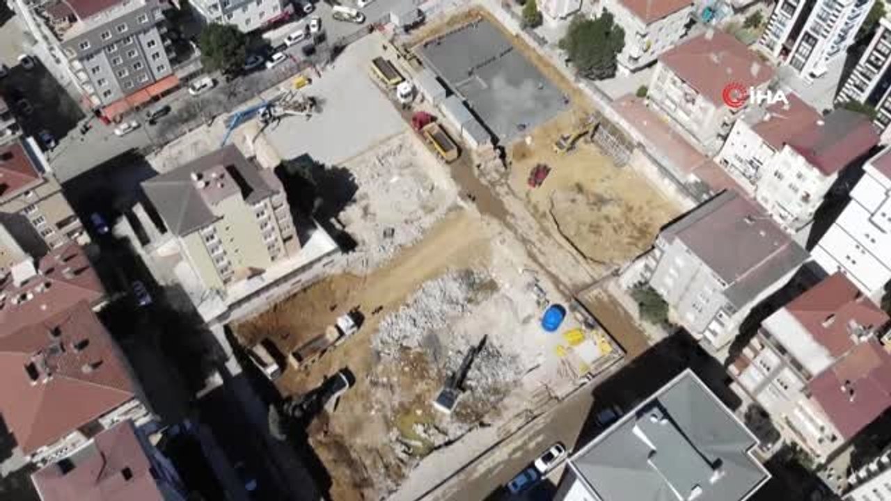 Kartal'da Çöken Binanın Yerine Yapılacak Binanın Temel Atma Töreni Havadan Görüntülendi