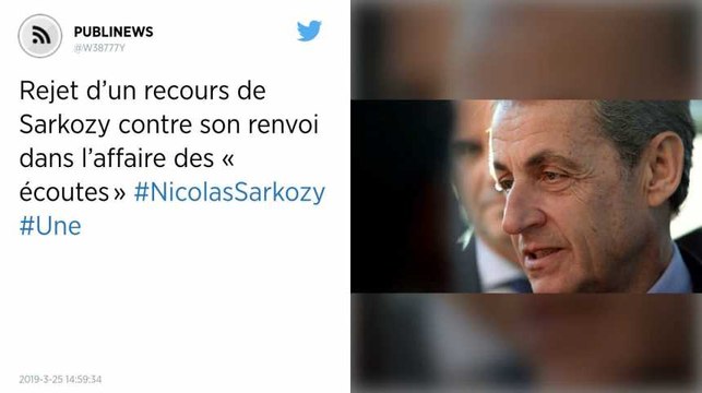 Rejet d’un recours de Sarkozy contre son renvoi dans l’affaire des « écoutes ».