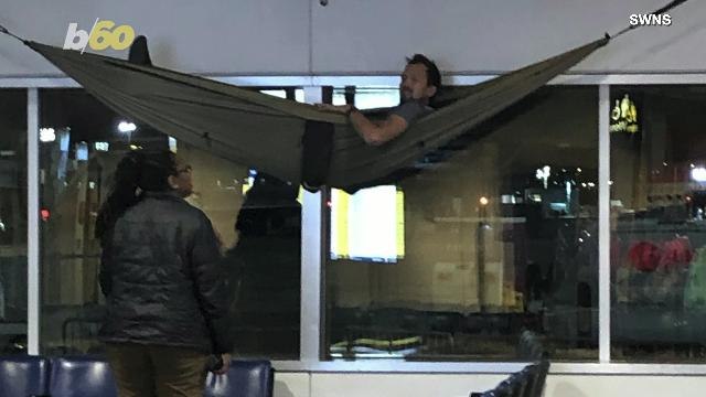 Hammock Havoc! Man Caught Sleeping In Hammock At The Airport!