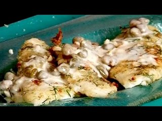 Watch recipe: Dill Crusted Basa in Lemon Caper Sauce