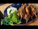 Watch recipe: Lamb Skewers with Yogurt Dip