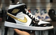 Air Jordan 1 Metallic Gold Patent Leather Mid Shoes Detailed Look Review