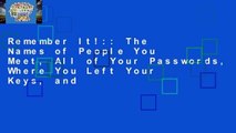 Remember It!:: The Names of People You Meet, All of Your Passwords, Where You Left Your Keys, and