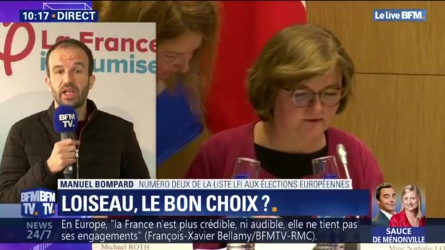 Européennes: Pour Manuel Bompard (LFI), Nathalie Loiseau représente une Europe de la concurrence, de la fffdestruction sociale
