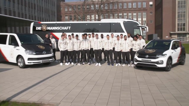 German national football team visits the Wolfsburg Volkswagen plant