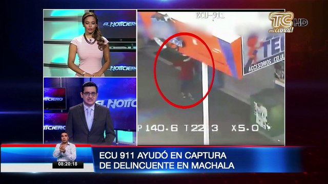 Cámaras del ECU 911 capta a un hombre que habría robado a una persona al salir de una entidad bancaria