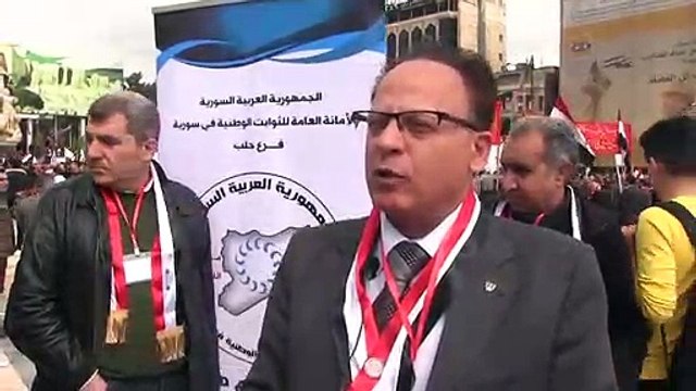تظاهرات في حلب للتنديد باعتراف واشنطن بسيادة إسرائيل على الجولان
