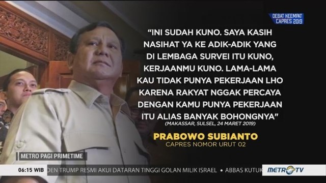 Lagi, Prabowo Serang Lembaga Survei