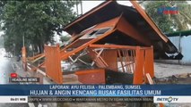 Halte Bus di Palembang Roboh Diterjang Angin Kencang