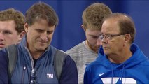 Mike Shula chats with Daniel Jones' HC David Cutcliffe at pro day