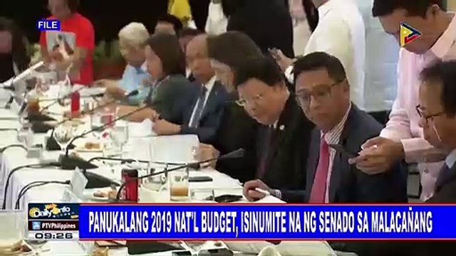 Panukalang 2019 nat'l budget, isinumite na ng senado sa Malacañang