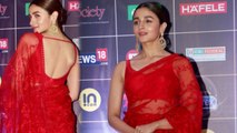 Alia Bhatt looks Ravishing in Red saree at Reel Movie Awards 2019; Watch video | FilmiBeat