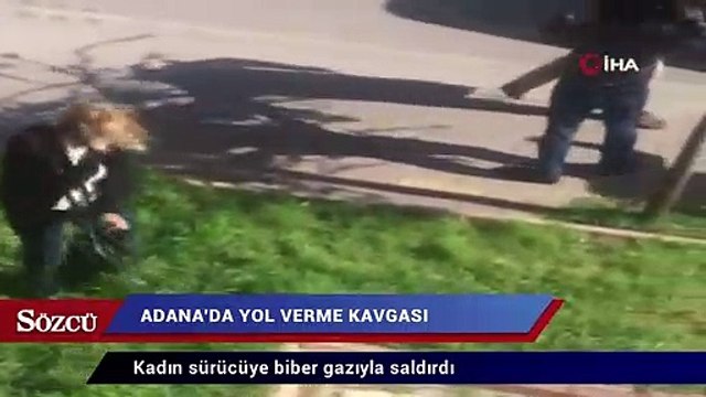 Yol verme kavgasında kadın sürücüye biber gazıyla saldırdı