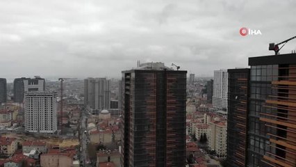 Fikirtepe'de 24 Katlı Binada Çıkan Yangın Havadan Görüntülendi