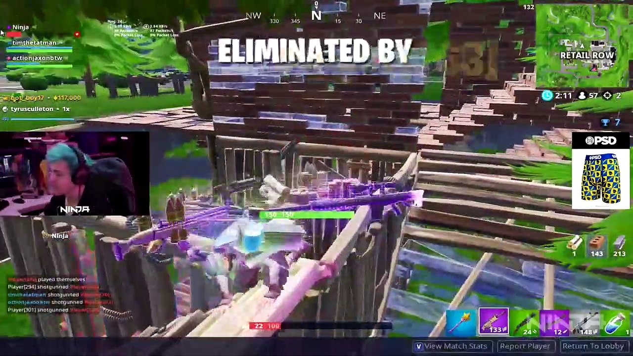 Ninja getting annoyed with his teammates after dying - FORTNITE