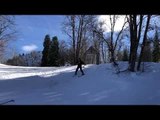 Teen Skier Gets Knocked Down by Mock Building at Skiing Resort