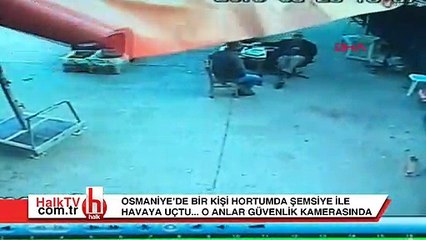 Şoke eden olay: Şemsiye ile birlikte havaya uçtu