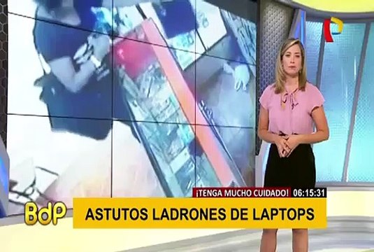 Delincuentes son captados robando laptops en tiendas del Cercado de Lima