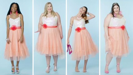 Women Sizes 0 Through 28 Try on the Same Barbie Dress