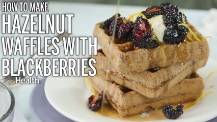Hazelnut Waffles with Blackberries