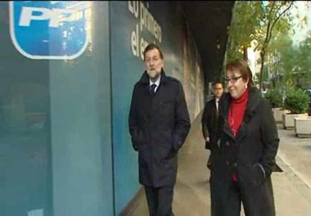 Primeras imágenes de Rajoy tras el triunfo electoral