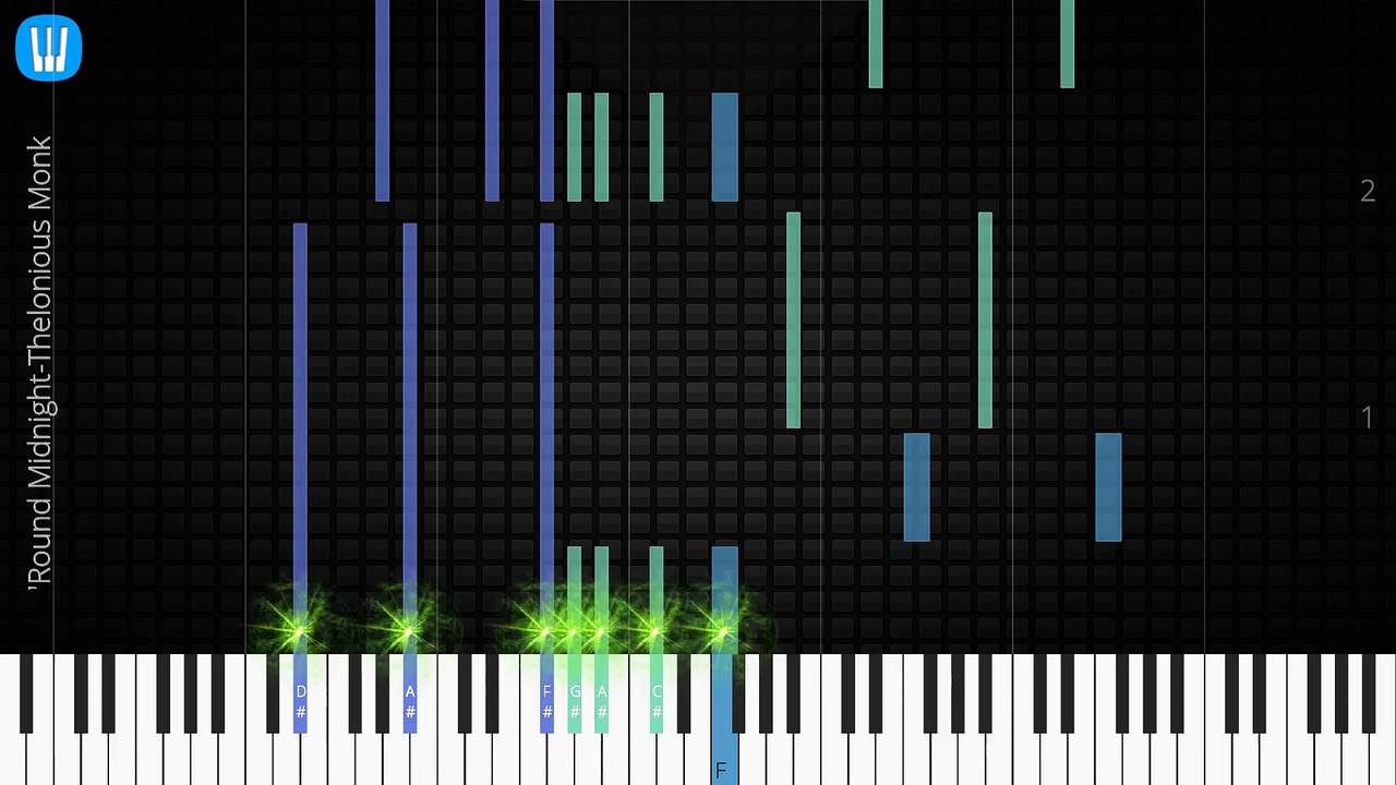  [Piano Solo]'Round Midnight, Thelonious Monk-Synthesia Piano Tutorial