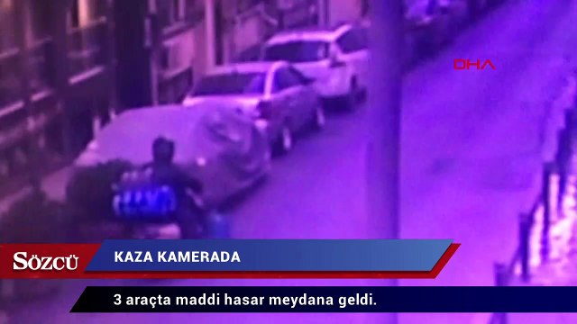 Şişli'de otomobille münibüsün çarpıştığı kaza anı kamerada