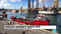 Ship hijacked by migrants brought back to port Malta