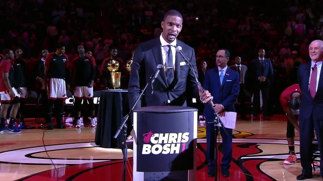 Basket-Ball - NBA - Chris Bosh LAST Scream at Heat Jersey Retirement Ceremony March 26 2019
