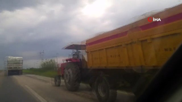 Aşırı yüklü kamyonun tehlikeli yolculuğu kamerada