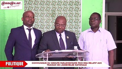 Communiqué du groupe parlementaire PDCI-RDA relatif aux travaux de l'Assemblée nationale