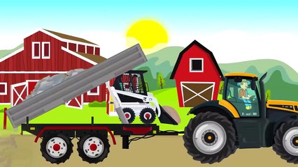 ميني لودر و جرار مع مقطورة - بناء الطرق | #حفارة قصص أطفال | bajki Koparki