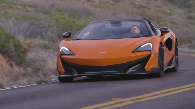 McLaren 600LT Spider in Myan Orange Driving in the country